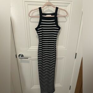 NWT Black & White Striped Maxi Dress For Women Size S